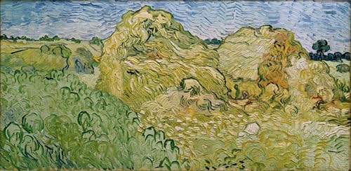 Décoration murale 60x90cm Van Gogh Feld Mit Heuschobern pour habiller un mur vide