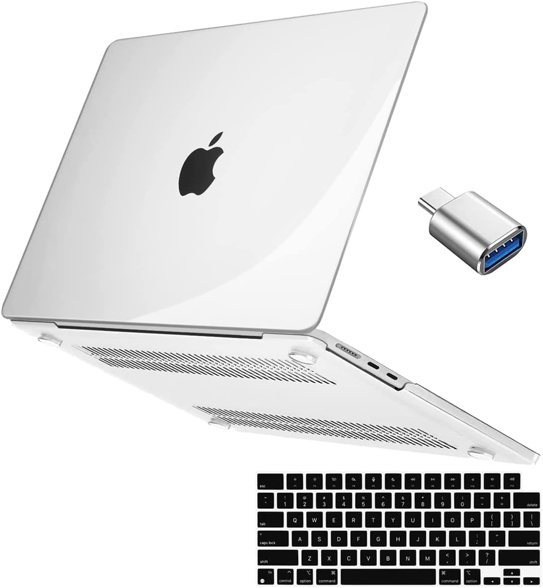 OJOS Cover Compatible with New MacBook Air 13.6 inch Case 2022 M2 A2681, Plastic Hard Shell Case & Keyboard Skin & USB C to USB Adapter, Crystal Clear (B0BBCMLPRR) Amazon Price History, Amazon Price Tracker