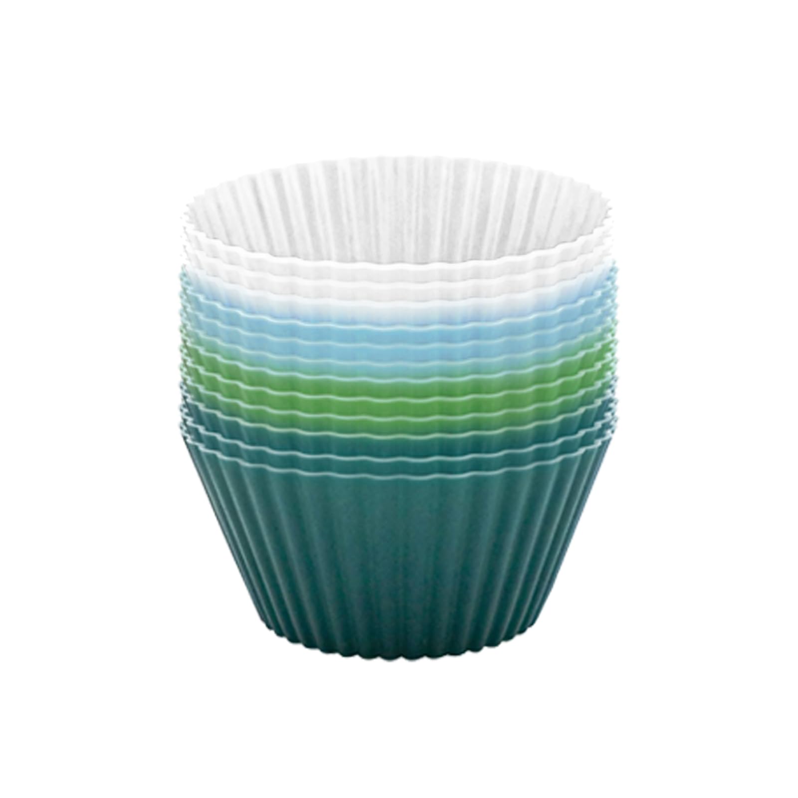 Silicone Baking Muffin Cups 12 Pack,Food-Grade Non-Stick Muffin & Cupcake Liners,Wrapper Cups Holders for Muffins, Cupcakes, and Candies Standard Size (Green)