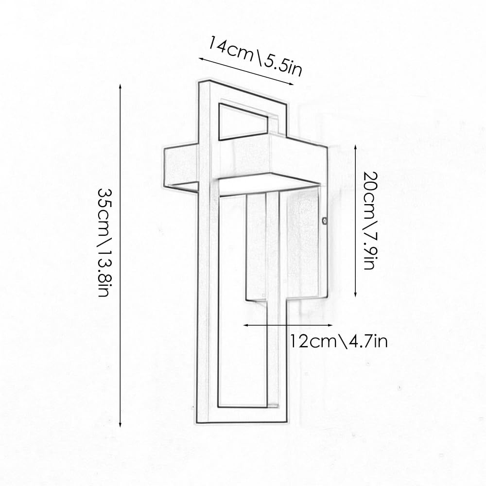 Appliques murales extérieures Modernes 3000K Appliques murales LED intégrées extérieur/intérieur, luminaire extérieur Noir Mat 12W, Appliques murales carrées pour Maison Garage Porte d'entrée