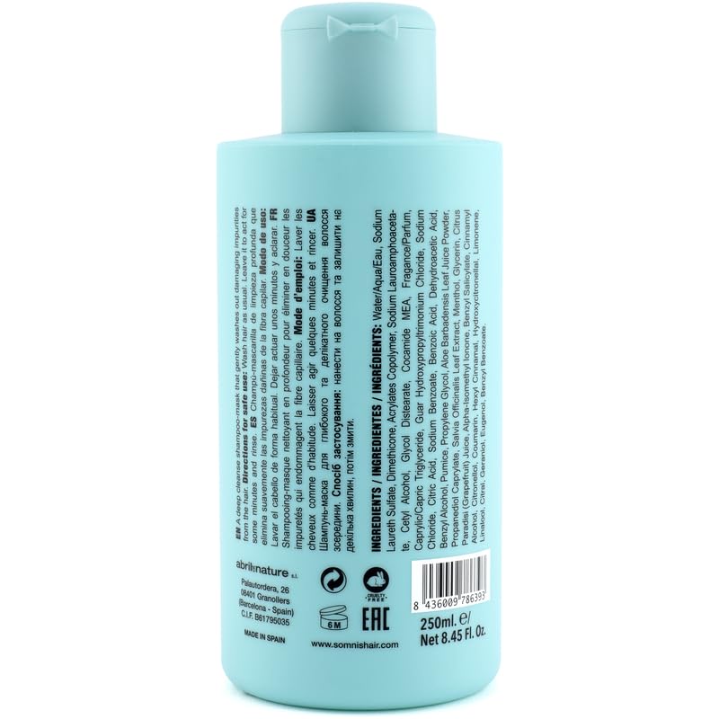 somnis&hair, 2 in 1 Purifying Detox Shampoo and Mask, Controls Grease and Dandruff, Oxygenates and Refreshes the Scalp - Image 2