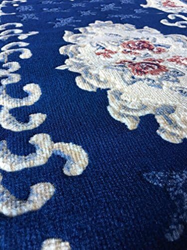 Miniatura 4 de EMIRATES Alfombra persa larga tradicional Aubusson azul marino con diseño rojo 507 (31 pulgadas x 9 pies 10 pulgadas)