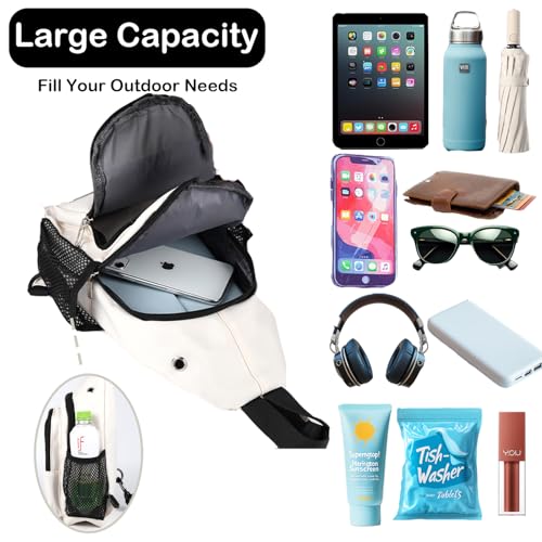 Image of JENAGREEN Waterproof Sling Backpack Crossbody Sling Bag for Women Men, Multipurpose Travel Hiking Adjustable Chest Bag Casual Daypack