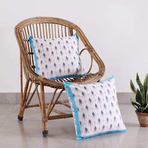 Image of Ravaiyaa - Attitude is everything Cotton Hand Block Printed Soft Cushion Cover Pillow Case 16 inch Square Cushion Sham Set of 2 Piece