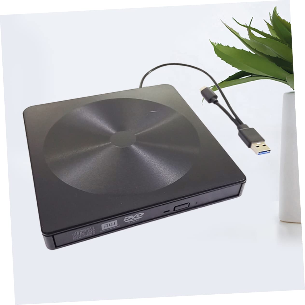 SEWACC Type External Optical Drive Multifunctional DVD Drive for Laptops and Desktops Lightweight Shockproof Low Noise and Play USB Powered Black