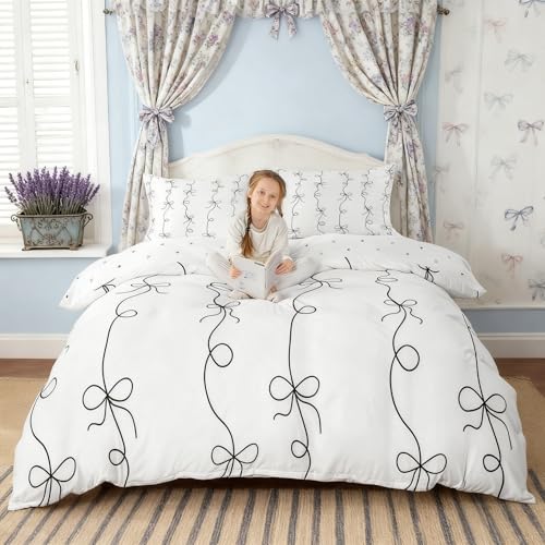 Housse de couette simple motif nœud papillon et patchwork géométrique Manfei - 2