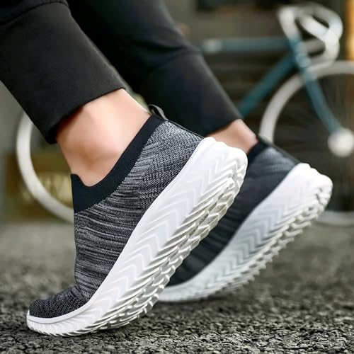 Image of Men's Breathable Knit Walking Tennis Gym Slip On Laceless Sneakers