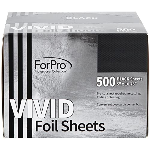Forpro Vivid Black Embossed Foil Sheets, Aluminum Foil, Pop-Up Foil Dispenser, Hair Foils For Color Application And Highlighting Services, Food Safe, 5” W X 10.75” L, 500-Count #TOP2