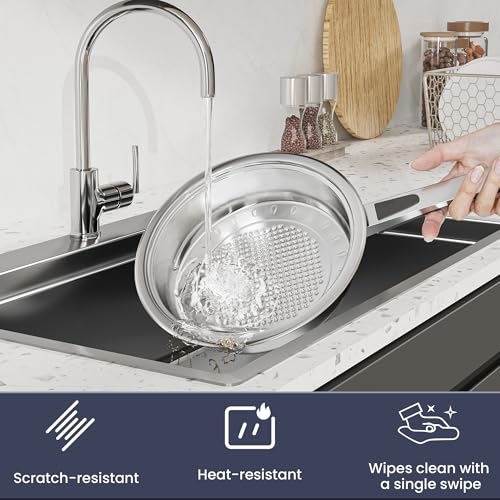 Foto de Juego de utensilios de cocina de acero inoxidable, 12 piezas antiadherentes de acero inoxidable, base D5 capas para calefacción uniforme, apto para lavavajillas, tapas de vidrio ventiladas (imagen 6)