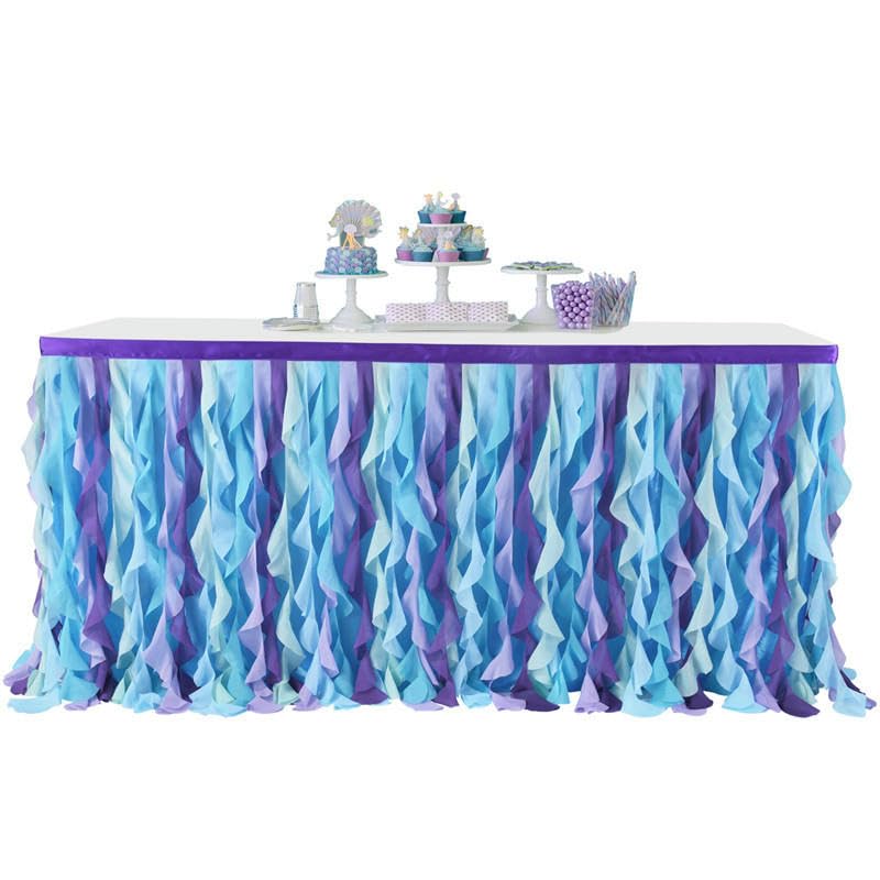 6/9FT*77 cm Tiulowa spódnica tutu puszysta siatka marszczona szyfonowa spódnica na stół na wesele baby shower plisowana spódnica na stół