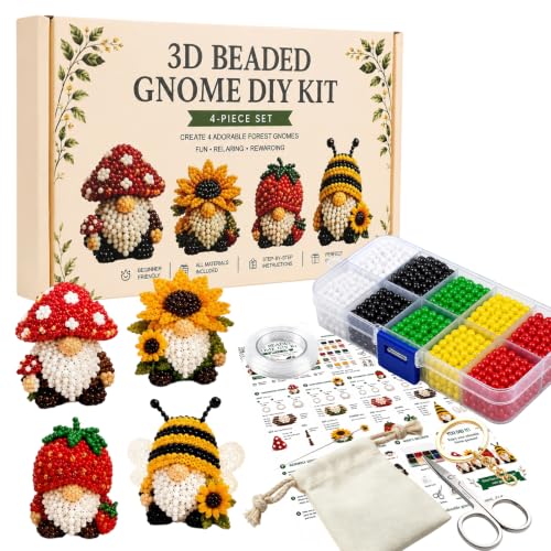3D Beaded Gnome DIY Kit Mini Beaded Gnome Craft Kit (Beaded Gnome)