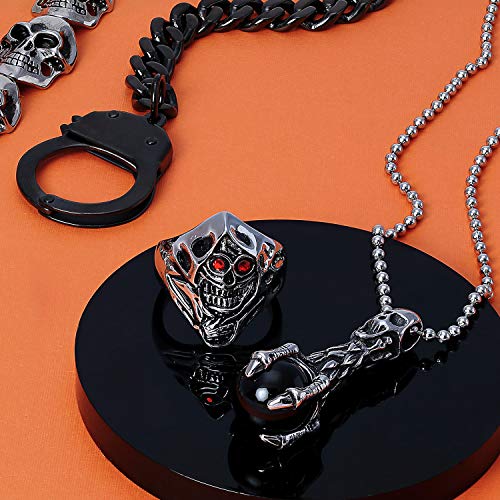 Pulsera para hombre de acero inoxidable tono plata negra 8.5 in miniatura 5