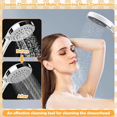 Image of 80 Pcs Shower Head Cleaner Tool-Showerhead Cleaning Brushes + Stainless Steel Picks, Small Hole Crevice Cleaning Brush for Shower Head, Shower Head Cleaner for Clog Removal & Hard Water Deposit(White)
