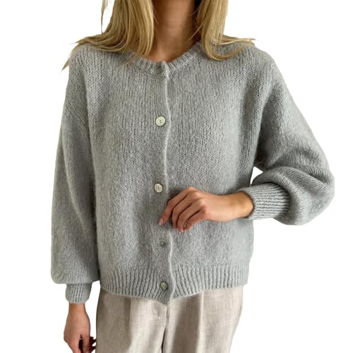 Image of Women Y2k Crop Cardigan Sweater Long Sleeve Button Down Cardigan Vintage Open Front Sweater Cute Knit Pullover Tops