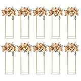 Knwigoe 10pcs Gold Flower Stand,31.4'' Metal Column Flower Stand,Gold Centerpieces for Table Wedding Party,Tall Geometric Floral Vase Stands, Flower Rack