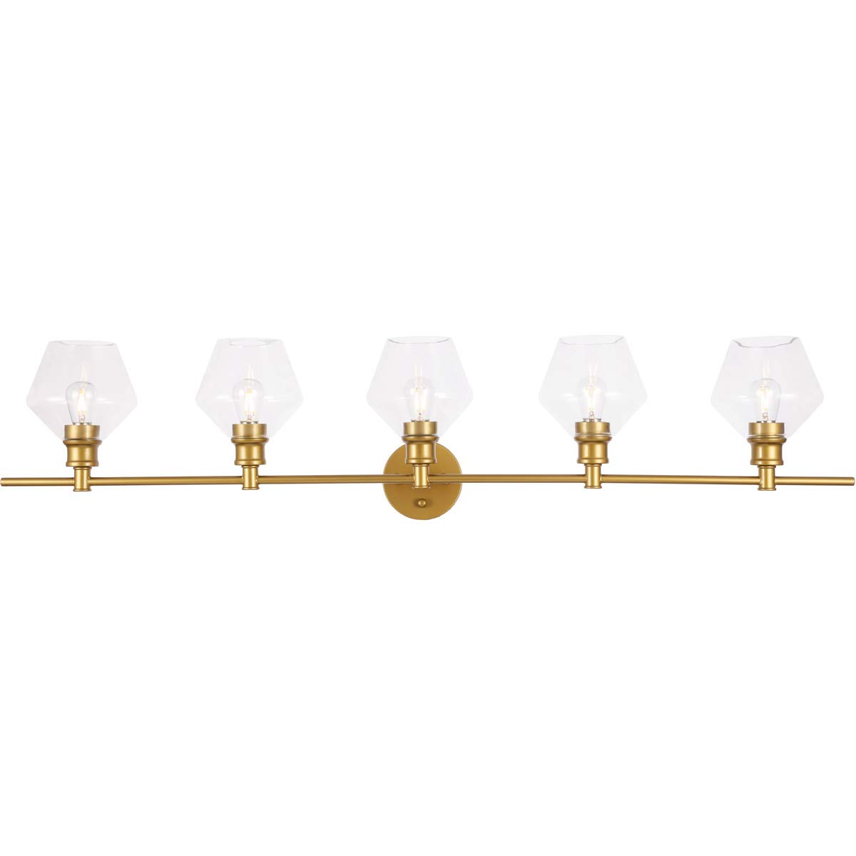 Living District Indoor Modern Home Decorative Bright Ceiling Gene 5 Light Brass and Clear Glass Wall Sconce
