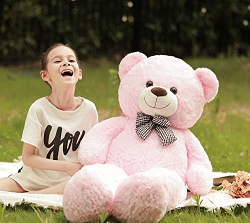 Poutmac Big Teddy Bear 4Ft Giant Pink Soft Stuffed Animals Cute Plush Toy For Girlfriend Women Kids For Valentine's Christmas Birthday #TOP4
