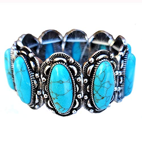 Image of Western Turquoise Double Stretch Bracelet Navajo