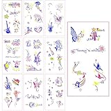 Musiin Tatouages Fluorescents Tatouages Temporaires Tatouages Temporaires pour Festival de Musique/Fête, Etc, Dix Feuilles avec Motifs Variés, Effet Fluorescent Sous Lumière Ultraviolette