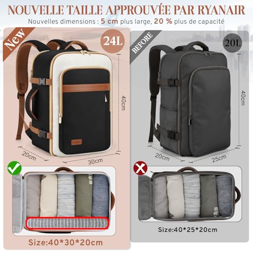 Sac Cabine Ryanair 40X30X20 : ETRONIK Sac de Voyage Femme, 24L Sac a Dos Voyage Cabine Avion po... – Image 2