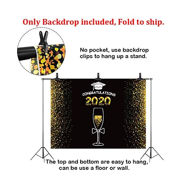 Graduations 2020 Hintergrund für Fotografie, schwarz und gold, Bachelor Cap Ribbon Grad Celebration Class of Graduation… – Bild 5