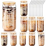 Inbagi 10 Sets Inspirational Thank You Glass Cups 16 oz Drinking Cups with Lids Straws Employee Appreciation Gifts Can Shaped Beer Glass Tumbler for Housekeeping Team Women Men(Be Proud)