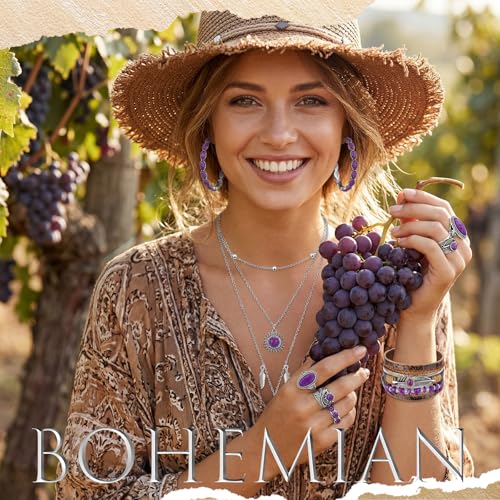 Image of Ecally Bohemian Western Jewelry Turquoise Set Women Country Pendant Long Choker Layered Bracelets Earrings Ring for Women