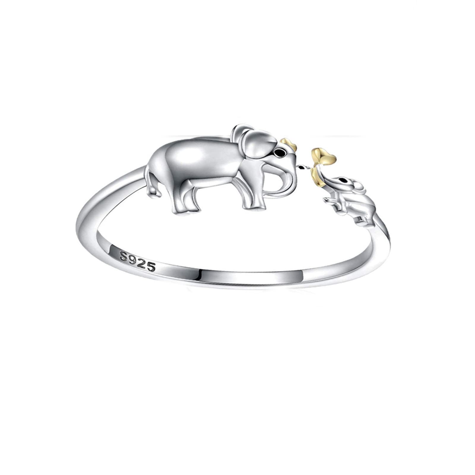 caiyaoCaiyao To My Daughter/Granddaughter Cute Polished Elephant Finger Ring Vintage Adjustable Open Love Heart Ring for Women Wife Mom Daughter Thanksgiving Day Mother's Day Jewelry Birthday Gift
