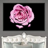 Framed Canvas Wall Art Rose Bohemian Dark Dramatic Floral Multicolor Petal Photography Portrait - 16x24 inches