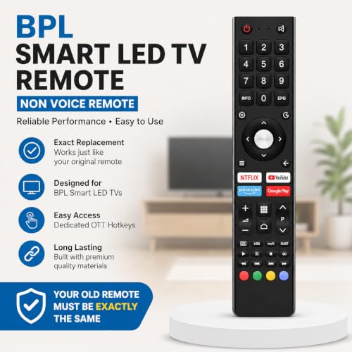 Image of K2 Original BPL Remotes Compatible for BPL Smart Android TV - Suitable for 4K LED UHD HD Models | with OTT Hotkeys | Without Voice Command | 2 Years Warranty