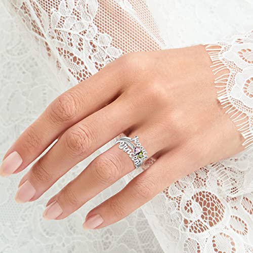 Custom4U Personalized Name Rings/Monogram Initial Ring Engraved,Gold Plated/Sterling Silver/Stainless Steel,Size Adjustable Custom Memorial Jewelry Birthday Mothers Day Gifts for Women3