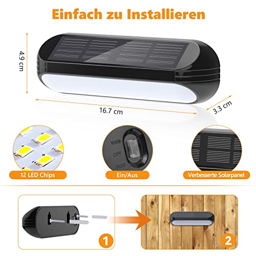PUAIDA Solarlampen für Außen Garten, 4 Pack Solarleuchten Garten mit Warmweiß und Farbwechseln Licht, IP65 Wasserdicht… – Bild 6