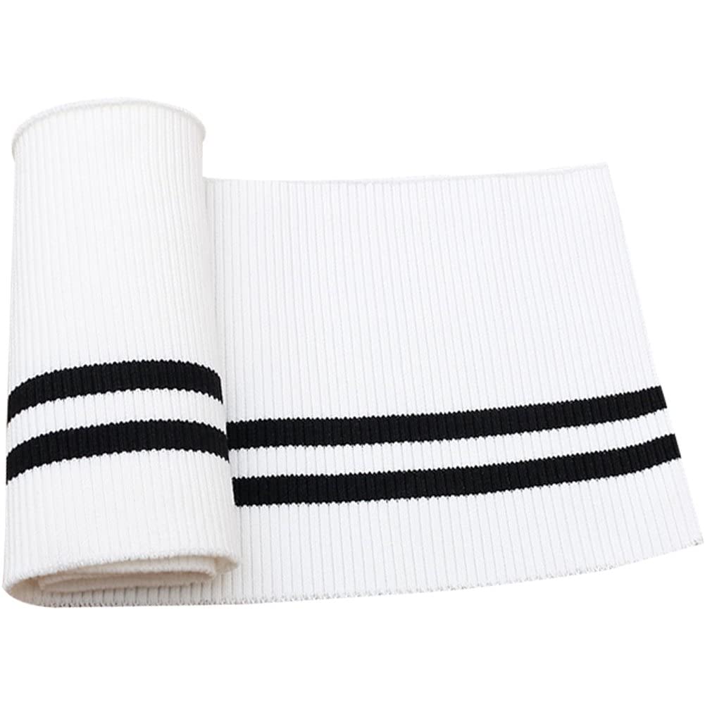 Haowul Rib Knit Fabric Baseball Cuffs Fabric Stretch Ribbed Knit Neckline Fine Stripe Cuffs Fabric for Diy Sewing Craft