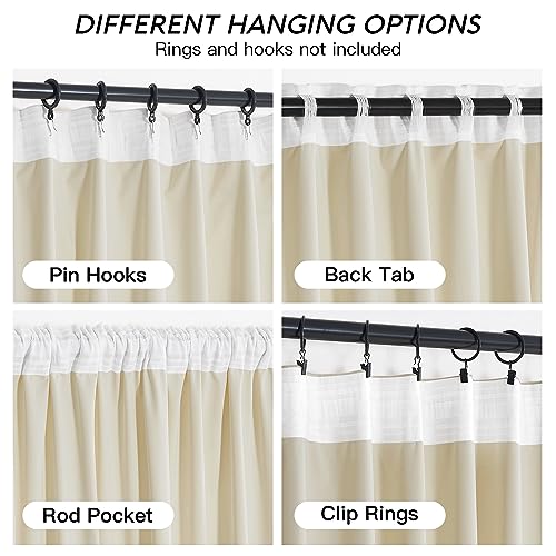 Image of RYB HOME Beige Velvet Curtains 96 inches - Rod Pocket & Back Tab Boho Window Panels Privacy Theraml Insulted Drapes for Bedroom Bathroom, W52 x L96, 2 Panels Set | Room Darkening, Thermal Insulated, Pleat Tape on Top, Heavy Duty Plush, Dining Room Sliding Patio Door, W52 x L96, 2 Panels