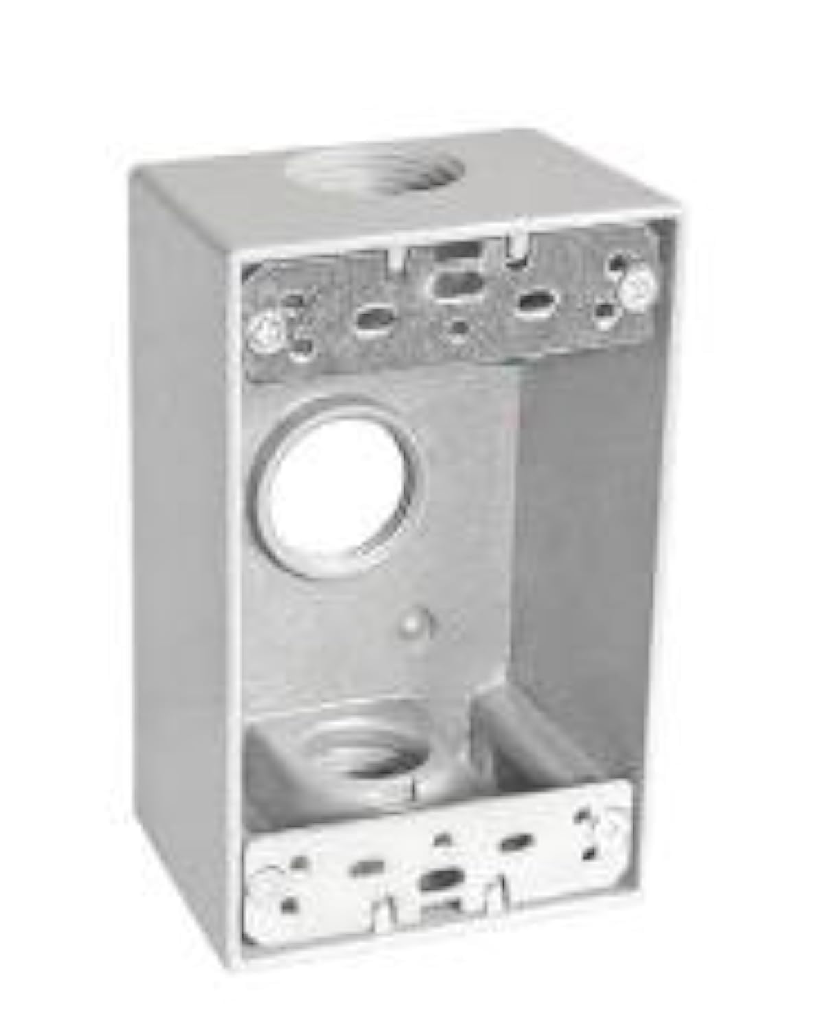 Sealproof 1-Gang 3 Hole 3/4-Inch Weatherproof Rectangular Horizontal Electrical Outlet Box with Three 3/4" Outlet Holes, Single Gang, UL Listed