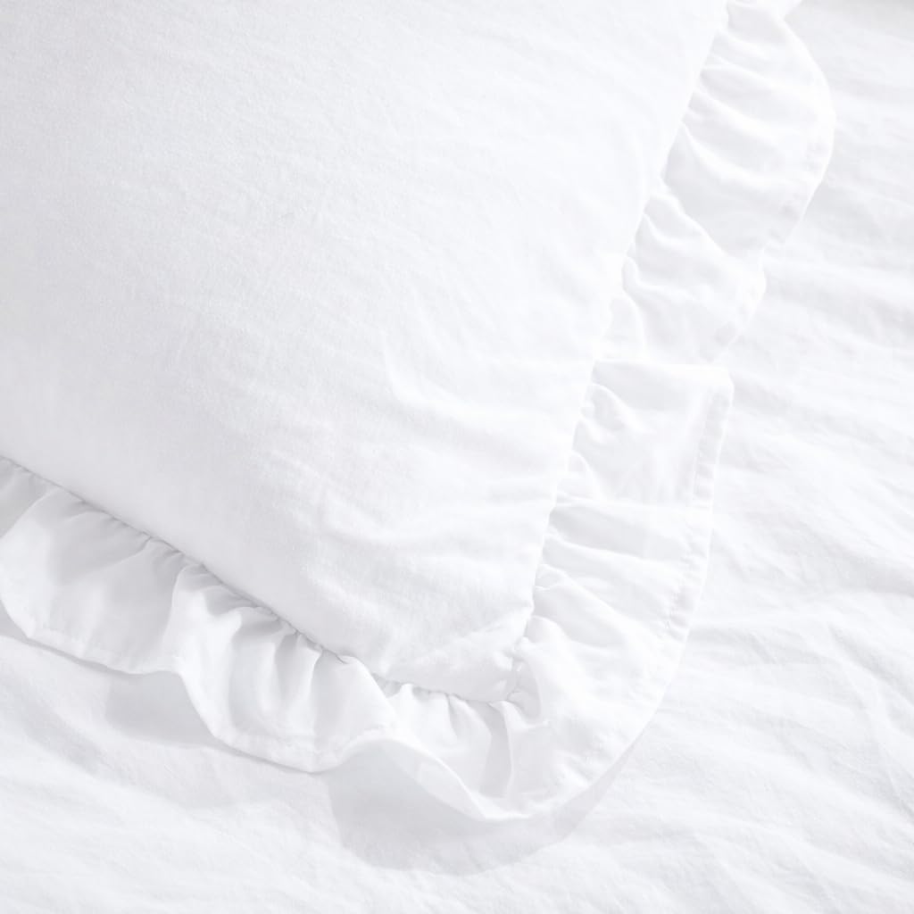 Cottington Lane Ruffle Twin Daybed Cover Sets, Microfiber 6 Piece Bedding Set, Ruffled Daybed Comforter with Bed Skirt & Pillow Shams for All-Season Cozy Comfort, Durable, White