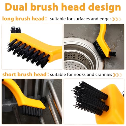 Image of Reallnaive 50 Pcs Nylon Cleaning Brushes Bulk 7 Inch Yellow Nylon Brushes with Curved Handle Grip for Deep Cleaning Small Parts Rust Dirt Paint Scrubbing, Removal Surface in Hole