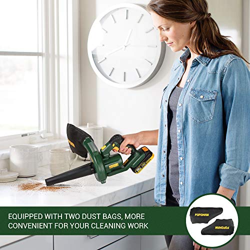 POPOMAN Cordless Blower/Sweeper, 20V 2.0Ah Lithium Battery,145MPH,20000RPM, Electric Blower for Blowing Dust,Small Trash, Car, Computer Host, Hard to Clean Corner