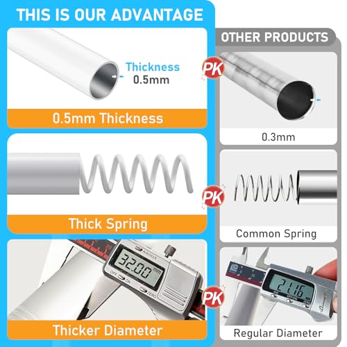 Image of MEXAU White Tension Curtain Rod 40-78 Inch Long Tension Rod 1.26 inch Spring Tension Curtain Rod Adjustable Curtain Rods No Drilling Tension Shower Rod Curtain Tension Rod for Bathroom Windows Doorways