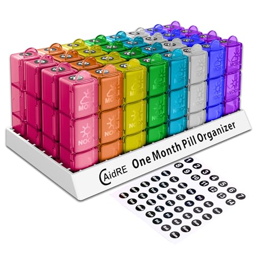 CAidRE Monthly Pill Organizer 31 Day 3 Times a Day One Month Pill Box for Medications Fish Oil Vitamins & Supplements 30 Day Daily Pill Case Organizer
