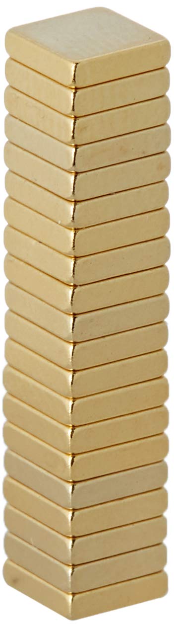 N50 Neodymium Gold Plated Magnet for Arts, Crafts, Model Making, DIY and Hobbies - 5mm x 5mm x 1.2mm thick 0.4kg Pull - Pack of 20