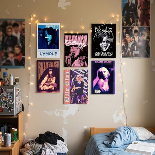 Image of Wallgasm Pack of 6 - Billie Eilish Posters 8x12 inch (A4 Size) 300 GSM | Pop Star | Music | Billie Eilish Merchandise | Posters, For Living room