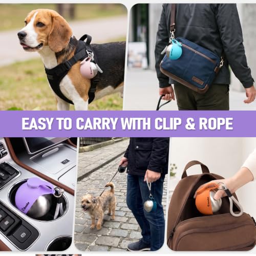 Image of Cibaabo Portable Dog Water Bottle with Collapsible Silicone Bowl 10 oz
