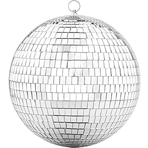 Updated 200mm Mirror Disco Ball with Hanging Ring, Silver Glitter Ball Great for Party or Dj Dance Light Effect…