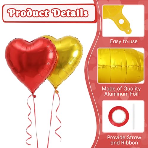 Image of 12 Pcs Colorful Heart Balloons,18 Inch Heart Foil Balloons Love Balloon Valentine Balloon for Birthday Party Wedding Engagement Party Baby Shower Valentine Day Decorations