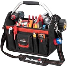 Hultafors Work Gear HT5587 Open-Top Tool Carrier, 32 Pockets, Heavy Duty Ballistic Polyester Tool Bag, Durable Base Pad Feet, Injected Molded Handle, Electrical Tape Strap, Measuring Tape Clip