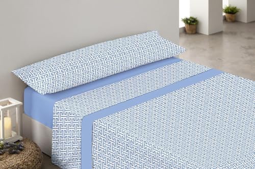 ENERGY COLORS TEXTIL-HOGAR -Galan- Juego Sábanas 3 Piezas (Bajera, encimera, 1 Funda Almohada) Primavera/Verano (Cama 150x200, Orión)
