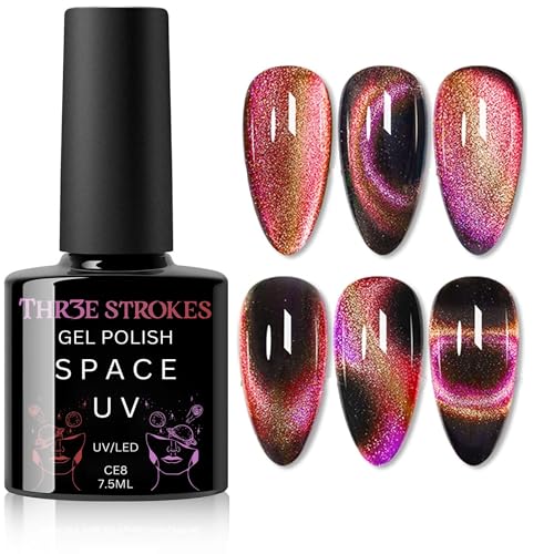 Image of THR3E STROKES 9D Glitter Cat Eye Magnetic Nail Polish Gel Art Manicure DIY at Home Soak Off UV 7.5ML (CE8, 7.5ML)