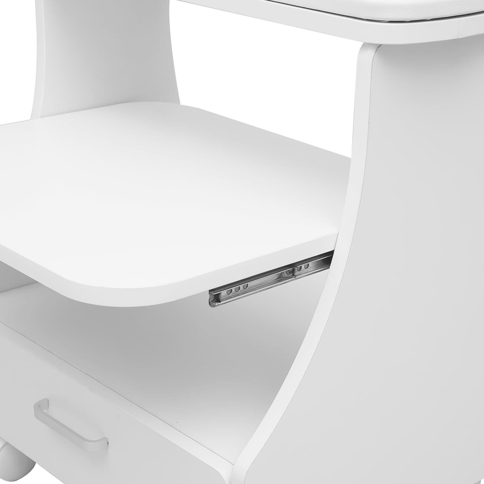 Wózek do salonu z poduszkami, wózek do salonu z 3 przegródkami, wózek do manicure/pedicure, do kąpieli stóp, nośność 50 kg, 52 x 41 x 55 cm, akcesoria do salonu fryzjerskiego (kolor biały)
