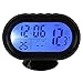 HOTSYSTEM 12-24V Multifunktion Digital Uhr Voltmeter und Thermometer Alarm 3in1 2 LCD Anzeige Farben Zigarettenanzünder Batterie Tester Blau+Orange